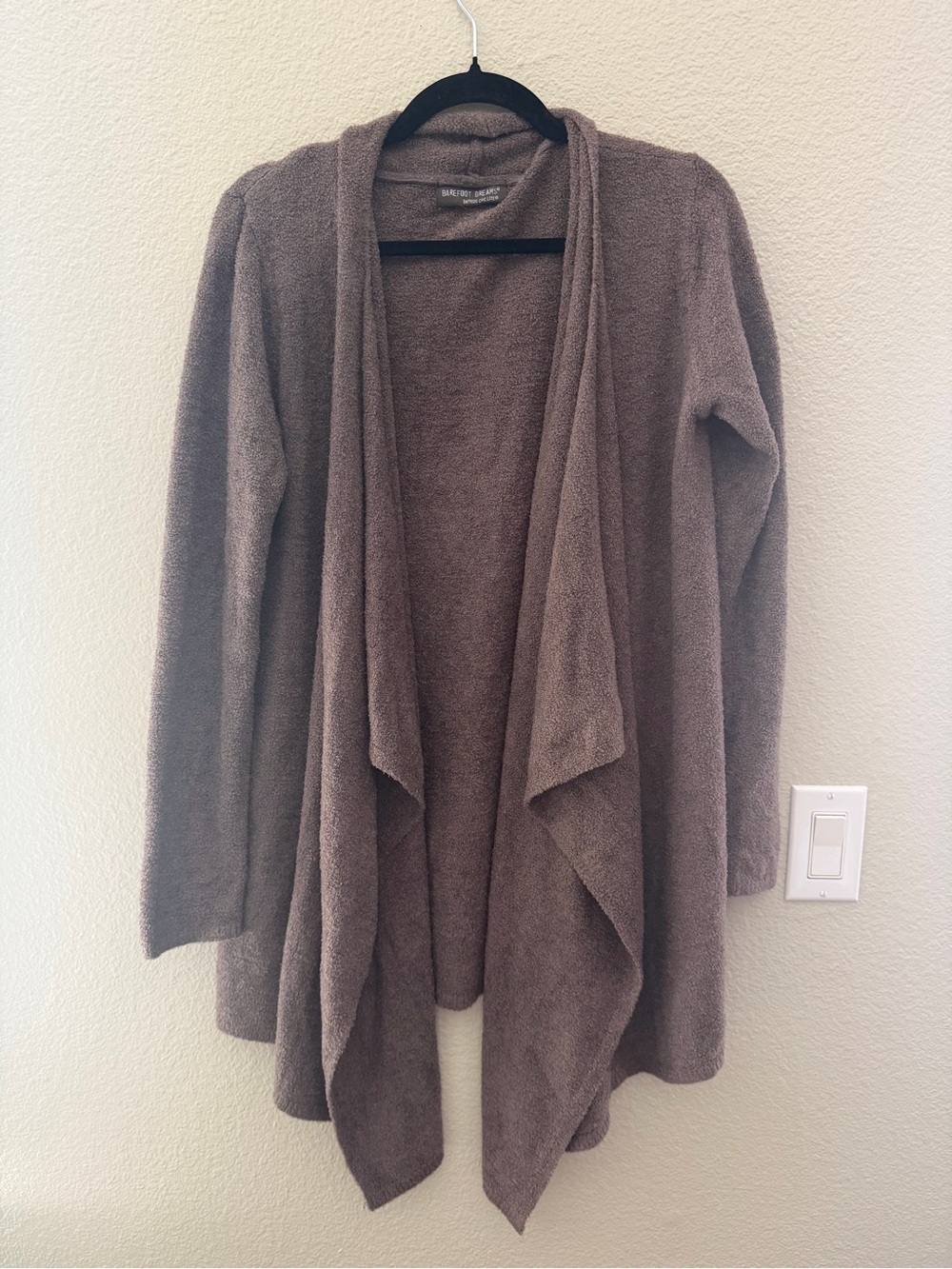 Barefoot Dreams Draped Open-Front Cardigan in Taupe/Brown- Bamboo Chic Lite - Picture 2 of 9